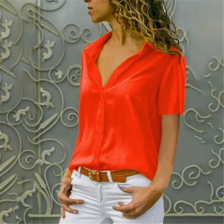 2020 Summer Women's White Chiffon Blouse - Long Sleeve Button-Up